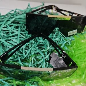 2 Pair True Religion Black Shield Sunglasses with Gold & Silver Accent